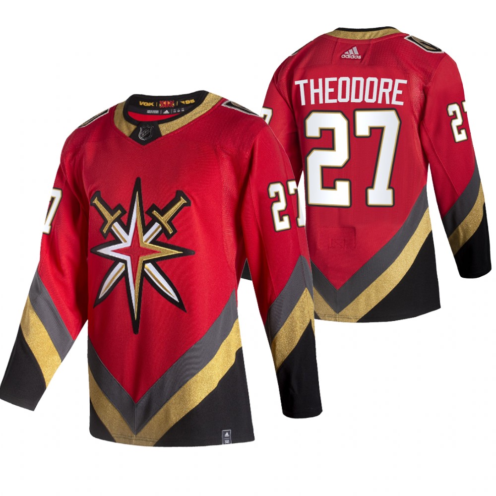 2021 Adidias Vegas Golden Knights #27 Shea Theodore Red Men Reverse Retro Alternate NHL Jersey